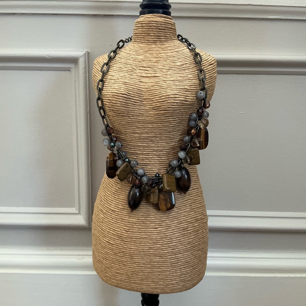 Chunky Multicolor Tiger Eye Statement Necklace - image 1